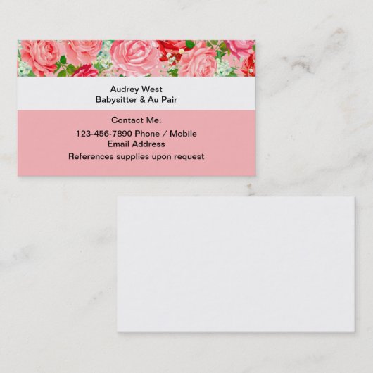 ベビーシッターとAuペアの名刺 名刺 (正面/裏面)