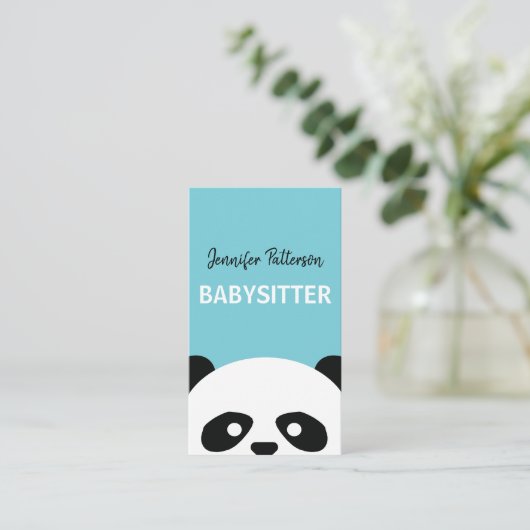 ベビーシッターのかわいいパンダの育児のベビーシッターをすること 名刺 (スタンド正面)