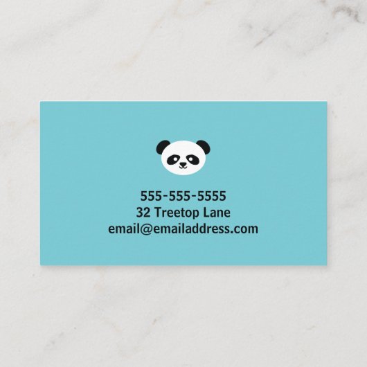 ベビーシッターのかわいいパンダの育児のベビーシッターをすること 名刺 (裏面)