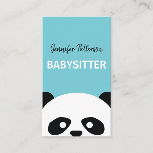 ベビーシッターのかわいいパンダの育児のベビーシッターをすること 名刺 (正面)