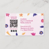 ベビーシッターのサービス | ピンクチャイルドケア 名刺 (裏面)