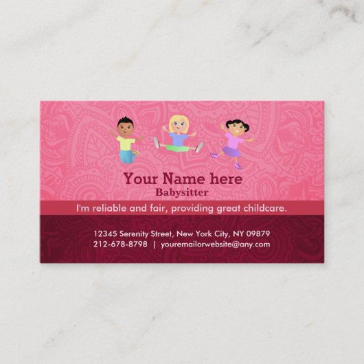 ベビーシッターのスローガン 名刺 (正面)