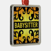 ベビーシッターのダマスククリスマスオーナメント メタルオーナメント (右)