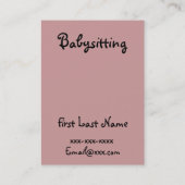 ベビーシッターのデザイン 名刺 (裏面)