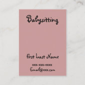 ベビーシッターのデザイン 名刺 (裏面)