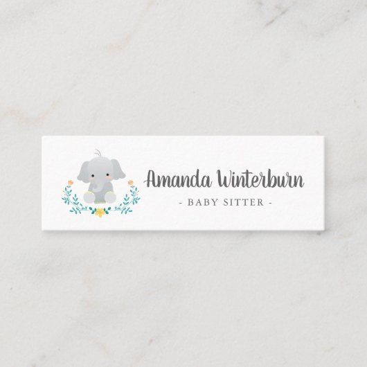 ベビーシッターのビジネスかわいいカード スキニー名刺 (正面)