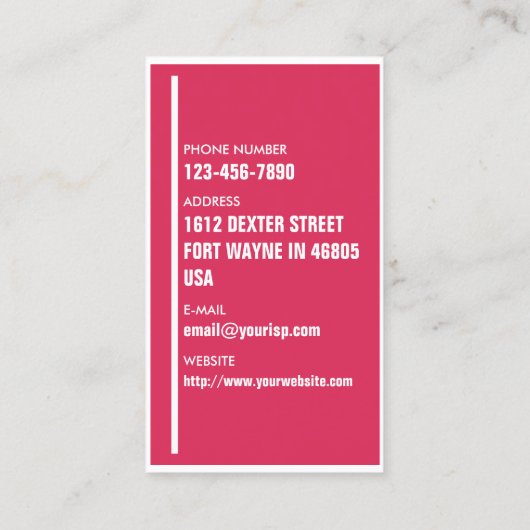 ベビーシッターのピンク(写真及び文字を個人化して下さい) 名刺 (裏面)