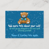 ベビーシッターのベビーシッターをする託児所の育児の青 名刺 (裏面)