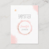 ベビーシッターのミニマリスト白ピンクの水色 名刺 (正面)