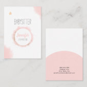 ベビーシッターのミニマリスト白ピンクの水色 名刺 (正面/裏面)