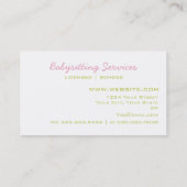 ベビーシッターの名刺ピンクのキャリッジ 名刺 (裏面)