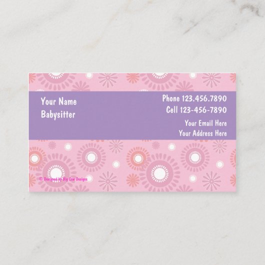 ベビーシッターの名刺 名刺 (裏面)
