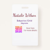 ベビーシッターの子供デイケアnanny追加の名前詳細q バッジ (正面)