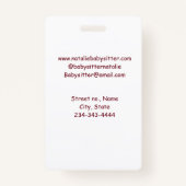 ベビーシッターの子供デイケアnanny追加の名前詳細q バッジ (裏面)