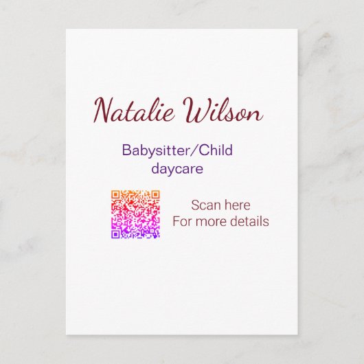 ベビーシッターの子供デイケアnanny追加の名前詳細q ポストカード (正面)