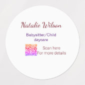 ベビーシッターの子供デイケアnanny追加の名前詳細q ラベル (デザイン1)
