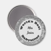 ベビーシッターの感謝マーリーシルバーありがとう マグネット (正面/裏面)