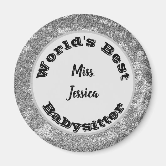 ベビーシッターの感謝マーリーシルバーありがとう マグネット (正面)