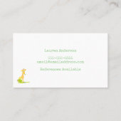 ベビーシッターの水彩画のキリンの育児の提供者 名刺 (裏面)