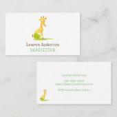 ベビーシッターの水彩画のキリンの育児の提供者 名刺 (正面/裏面)