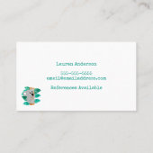 ベビーシッターの水彩画のコアラの育児の提供者 名刺 (裏面)