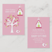 ベビーシッターの着席の鳥の名刺のテンプレート 名刺 (正面/裏面)