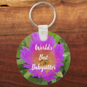 ベビーシッターの紫色の花の感謝 キーホルダー (正面)