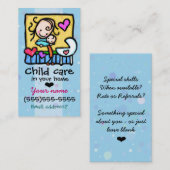 ベビーシッターの育児のカスタム・カードのLt Blue 名刺 (正面/裏面)