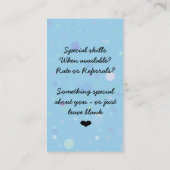 ベビーシッターの育児のカスタム・カードのLt Blue 名刺 (裏面)