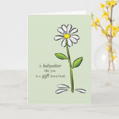 ベビーシッターの誕生日、宗教緑のデイジーの花 カード (黄色い花)