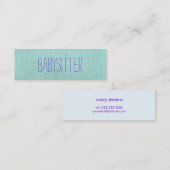 ベビーシッターまたはナニー、かわいい、ターコイズ、ブルー2 スキニー名刺 (正面/裏面)