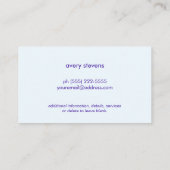 ベビーシッターまたはナニー、かわいい、ターコイズ、ブルー 名刺 (裏面)