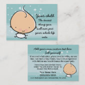 ベビーシッターをします、幼児育児。 昇進カード 名刺 (正面/裏面)