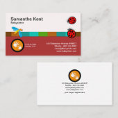 ベビーシッターをするサービスを遊んでいるかわいいてんとう虫 名刺 (正面/裏面)