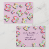 ベビーシッターをするビジネスによるかわいらしい蝶なびき 名刺 (正面/裏面)