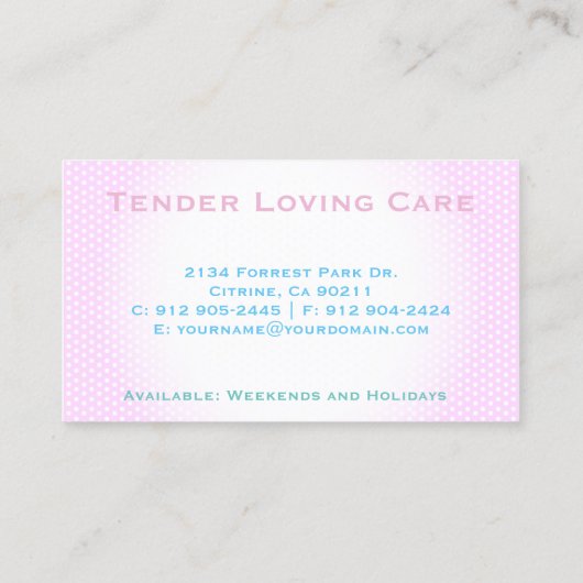 ベビーシッターサービス 名刺 (裏面)