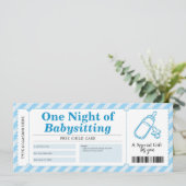 ベビーシッターサービス 青い ギフト券 招待状 (スタンド正面)