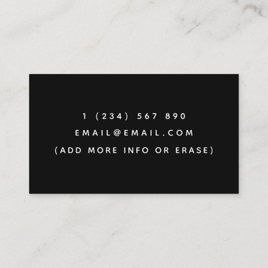 ベビーシッタータイポグラフィシグネチャー書道ブラック 名刺 (裏面)