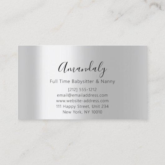 ベビーシッターナニープロフェッショナルチャイルドデイサービスオーペア 名刺 (裏面)