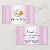 ベビーシッターナニープロフェッショナルチャイルドデイサービスピンク 名刺 (正面/裏面)