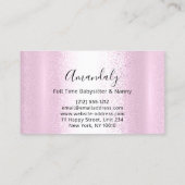 ベビーシッターナニープロフェッショナルチャイルドデイサービスピンク 名刺 (裏面)