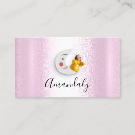 ベビーシッターナニープロフェッショナルチャイルドデイサービスピンク 名刺