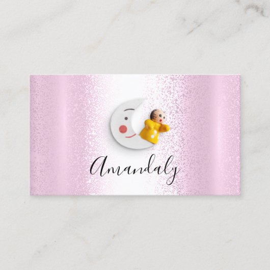 ベビーシッターナニープロフェッショナルチャイルドデイサービスピンク 名刺 (正面)