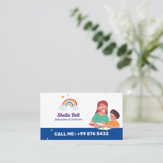 ベビーシッタープロフェッショナルビジネス | かわいい虹 名刺 (スタンド正面)