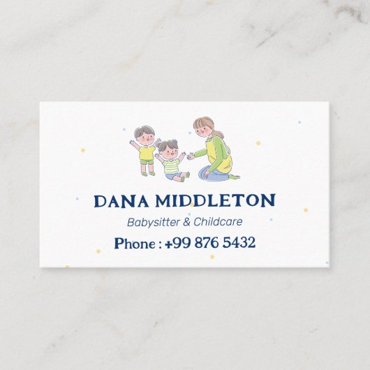 ベビーシッタープロフェッショナルビジネス | ネイビーホワイト 名刺 (正面)