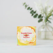 ベビーシッターモダンナニーイエロー&ホワイトローズ スクエア名刺 (スタンド正面)