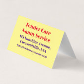 ベビーシッターモダンナニーイエロー&ホワイトローズ 名刺 (裏面)