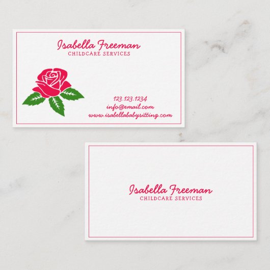 ベビーシッターモダンフローラバラガーリーベビーシッター 名刺 (正面/裏面)