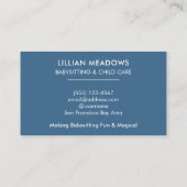 ベビーシッター子ども気に可愛いブルー 名刺 (裏面)