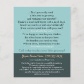 ベビーシッター子気に母ヘルパーのプロモーションカード チラシ (裏面)